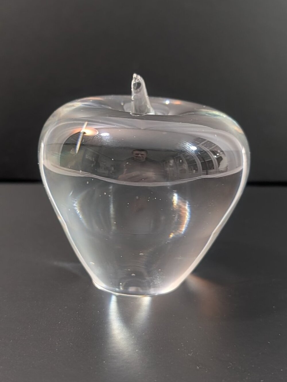 Apple Glass Paperweight 3 inches tall including stem